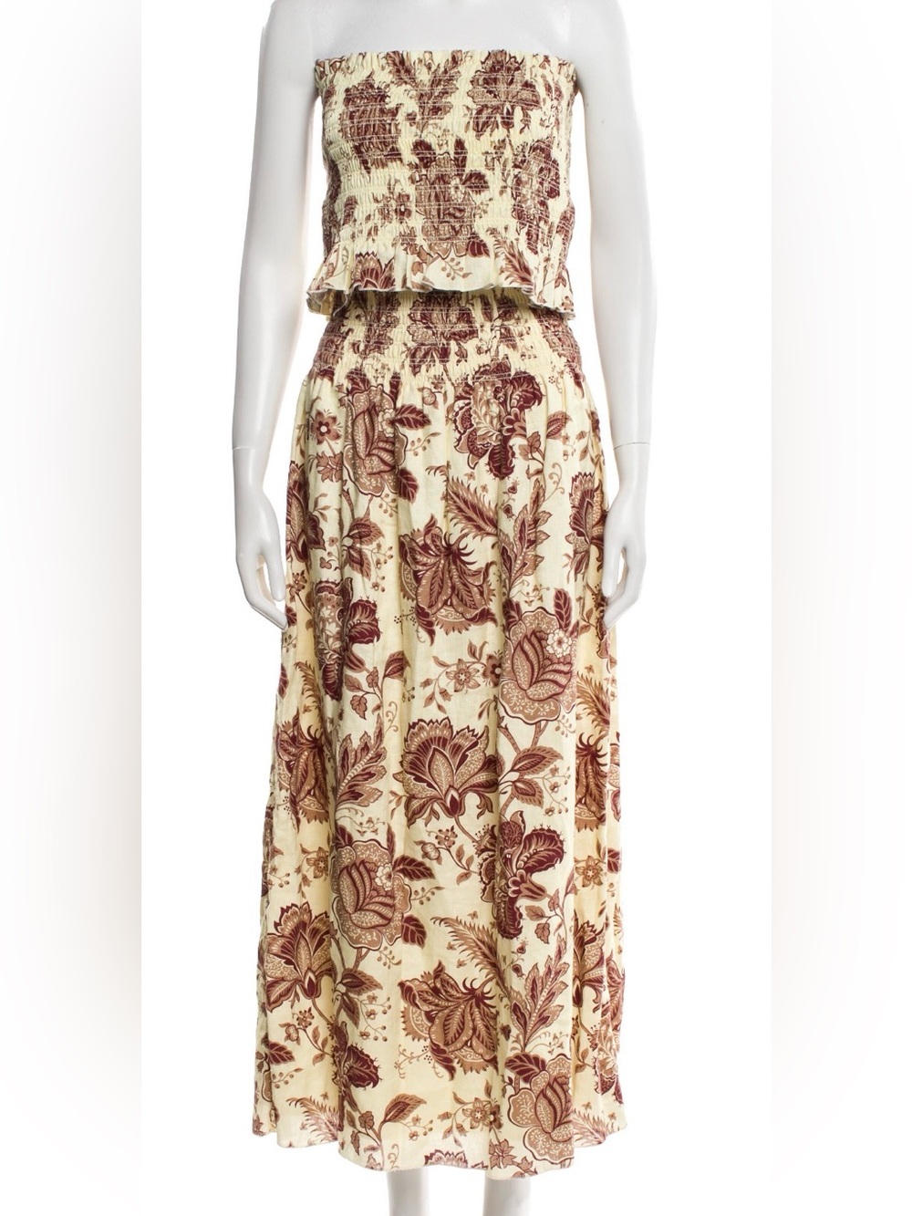 SIR. Floral Print Cream and Brown Maxi Skirt and Top Set